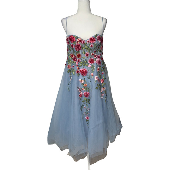 Mac Duggal Womens 12 Dress Floral Appliqué Embroidered Beaded Formal Wedding